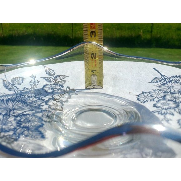 Vtge Silver City Crystal Springtime Platter Sterling Silver Overlay candy bowl - Picture 9 of 10